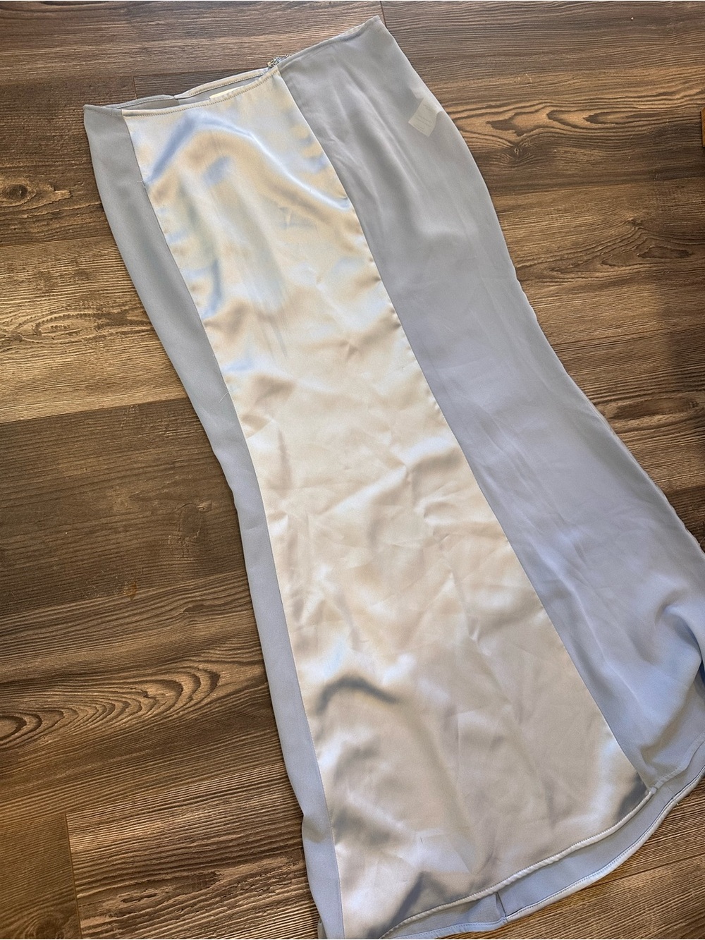 Danielle Guizio Two-Tone Light Blue and Gray Maxi Skirt - Picture 4 of 8